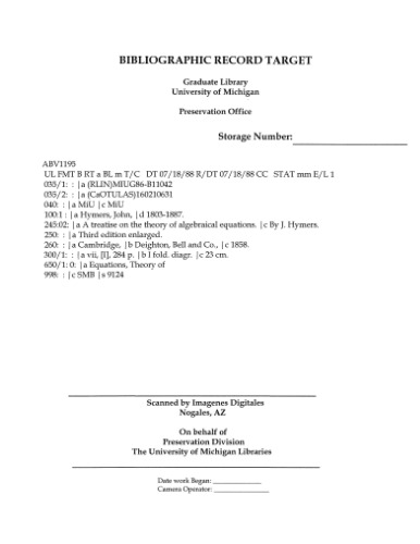 خرید و دانلود نسخه کامل کتاب A treatise on the theory of algebraical equations