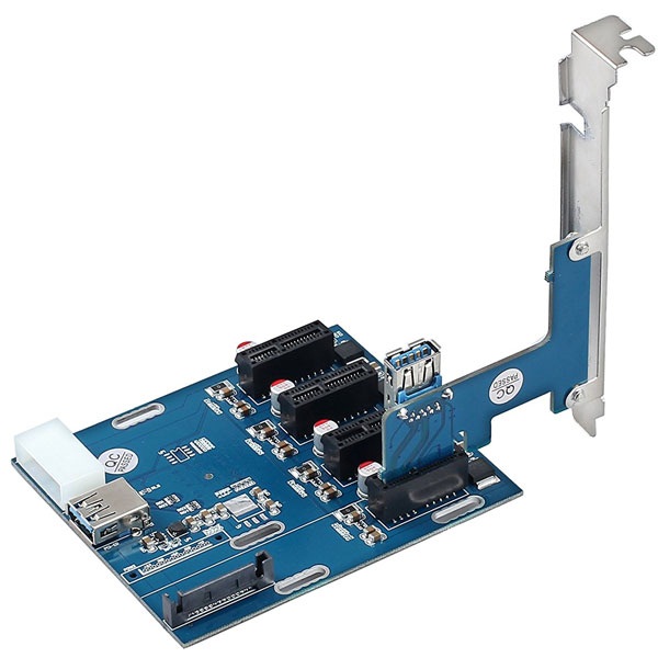 کارت تبدیل 1 پورت PCIE x1 به 4 پورت x1 کارت گرافیک با رابط USB3.0
