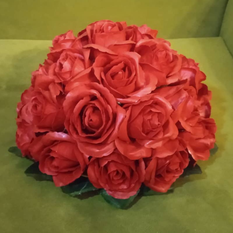 گل مصنوعی رز هلندی قرمز  مدل رومیزی