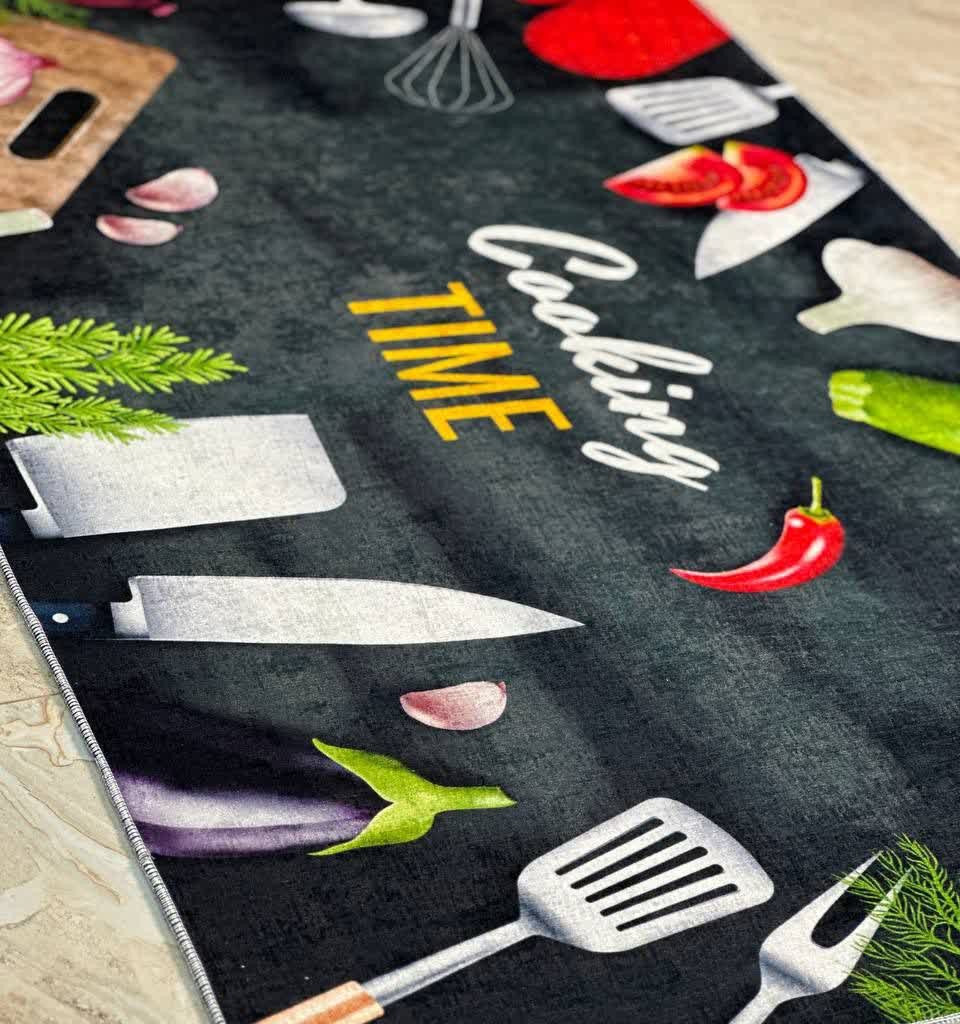 قالیچه درجه1 ماشینی، در ابعاد مختلف، باترمزفرش، طرح آشپزی، کد 025