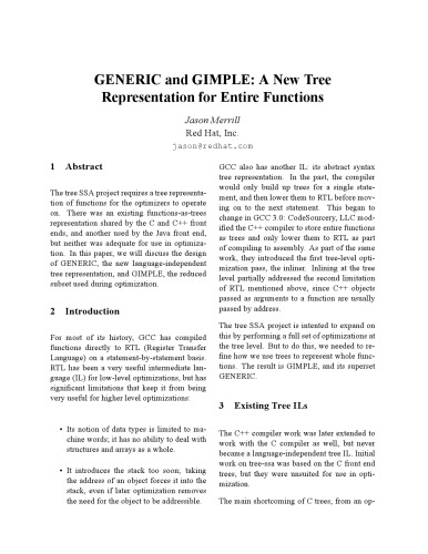 خرید و دانلود نسخه کامل کتاب GENERIC and GIMPLE: A New Tree Representation for Entire Functions