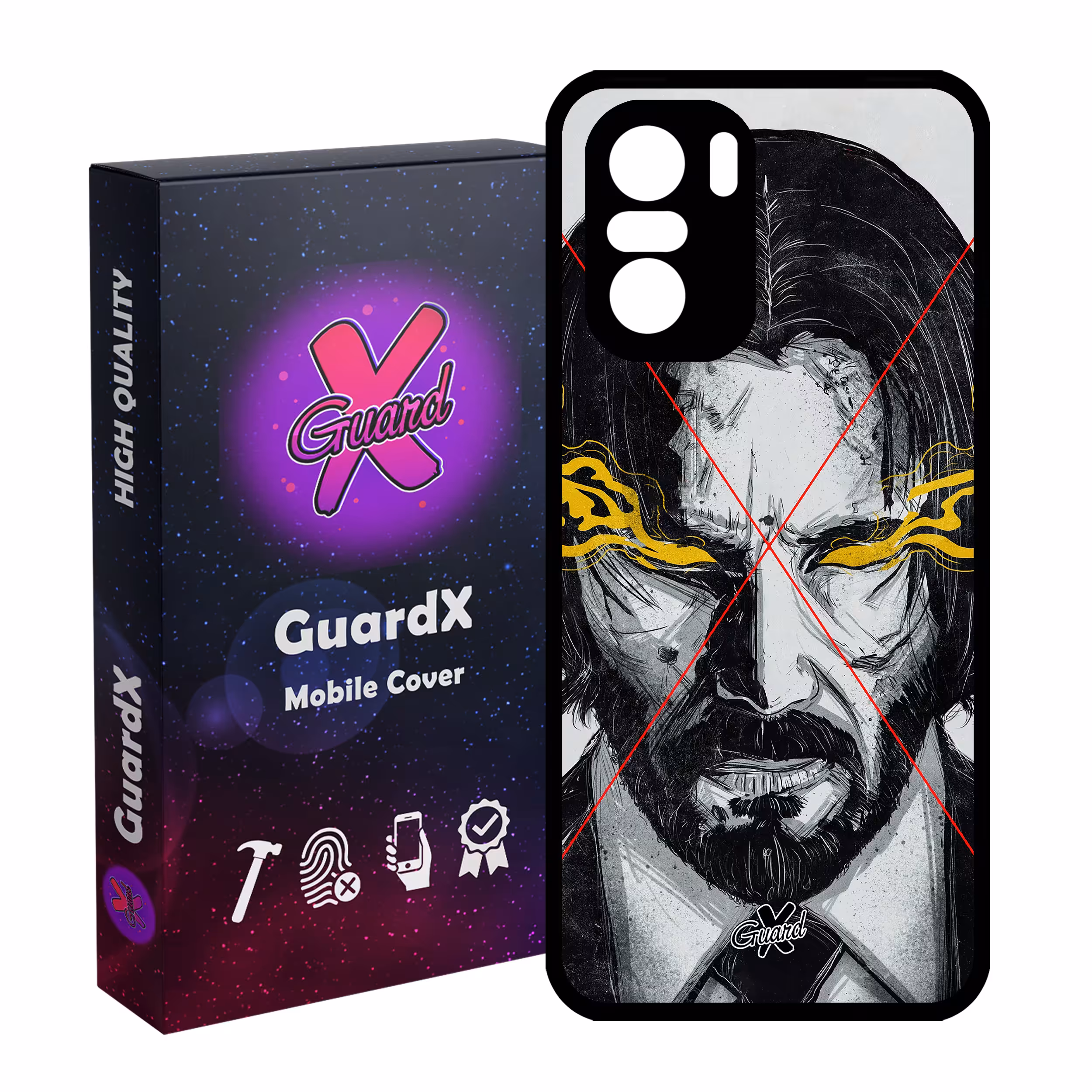 کاور گارد ایکس طرح John Wick مدل Glass10158 مناسب برای گوشی موبایل شیائومی Poco F3/MI 11X/MI 11X Pro/Redmi K40/K40 Pro