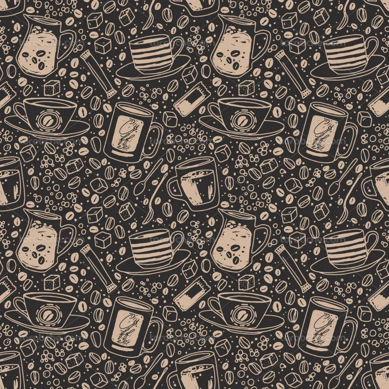 وکتور پترن فنجان و قهوه | گرافیک با طعم تربچه