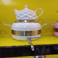 کتری قوری شیردار سفید طلایی راشا