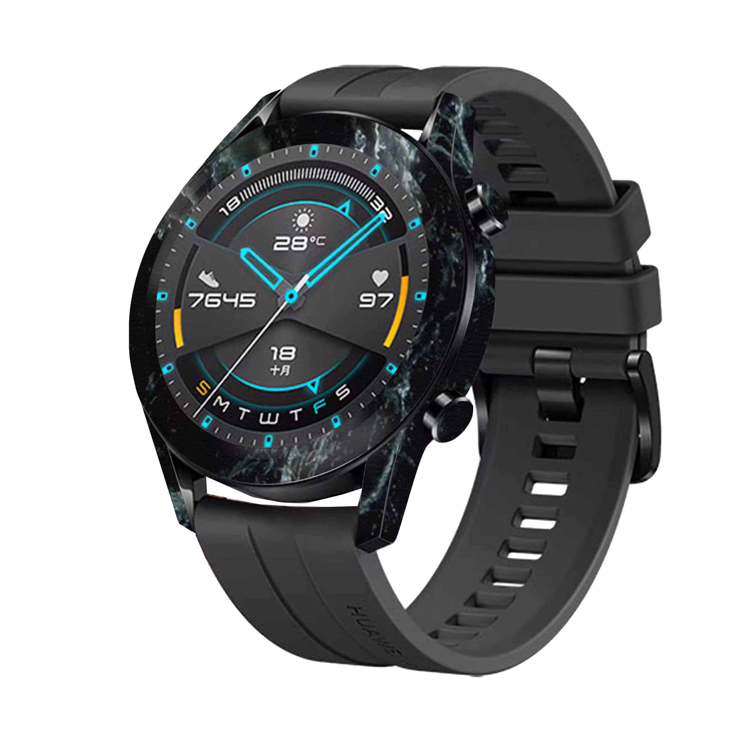 برچسب ماهوت طرح Graphite-Green-Marble مناسب برای ساعت هوشمند هوآوی Watch GT2
