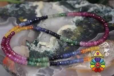 رشته سنگ یاقوت و زمرد سایز 3