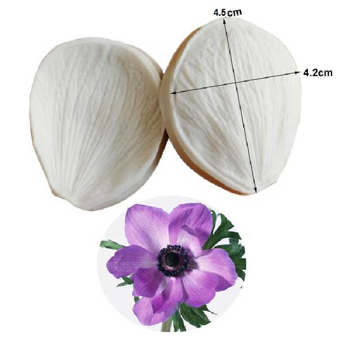 قالب فوندانت به گز مدل گل آنمون به همراه کاتر شیرینی پزی مجموعه 4 عددی