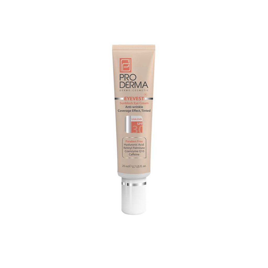 کرم ضد چروک رنگی دور چشم مدل Eyevest با SPF30 پرودرما