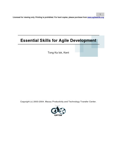 خرید و دانلود نسخه کامل کتاب Essential Skills for Agile Development