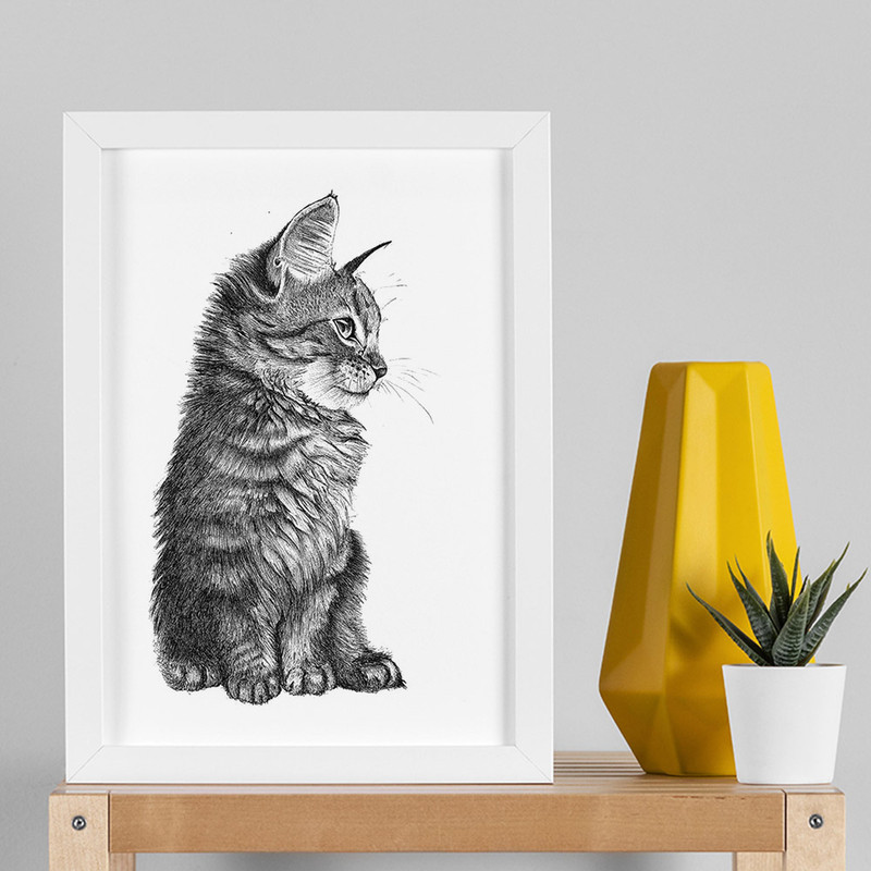 تابلو صبا طرح مدل گربه کد T119w | دنیای قاب