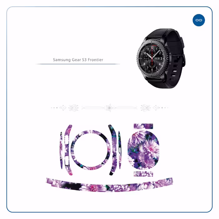 برچسب ماهوت طرح Purple-Flower مناسب برای ساعت هوشمند سامسونگ Galaxy Gear S3 Frontier