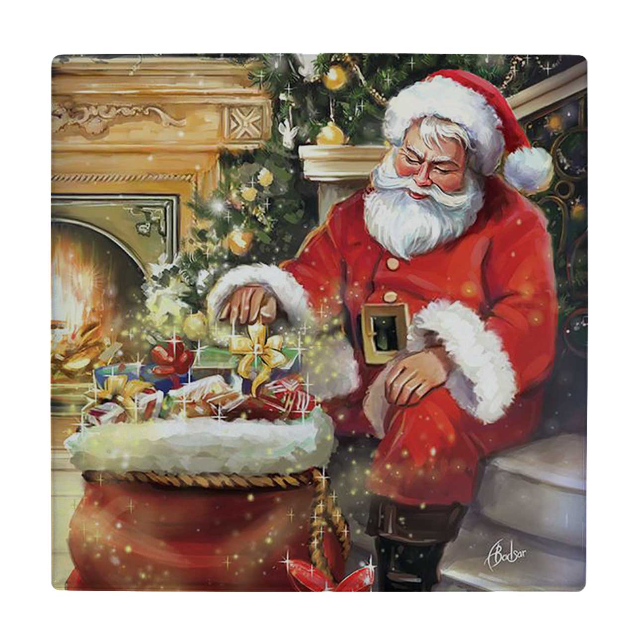  کاشی کارنیلا طرح نقاشی بابانوئل و هدیه ها کد wkk3654