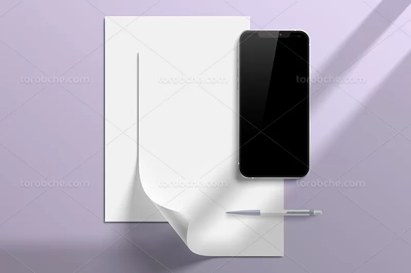 موکاپ تلفن همراه و کاغذ | گرافیک با طعم تربچه