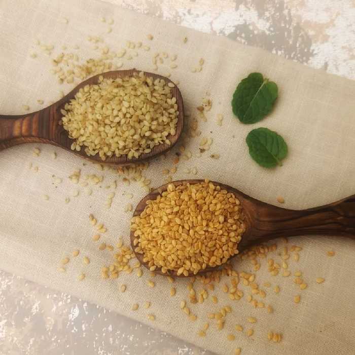 کنجد خام و بو داده