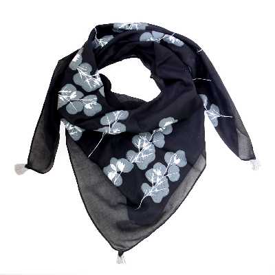 دستمال سر و گردن گدار مدل اکالپتوس رنگ مشکی