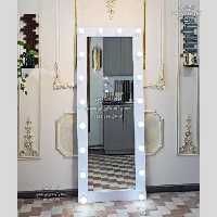 آینه قدی چراغدار ( آینه قدی آرایشگاهی ) با قاب چوبی