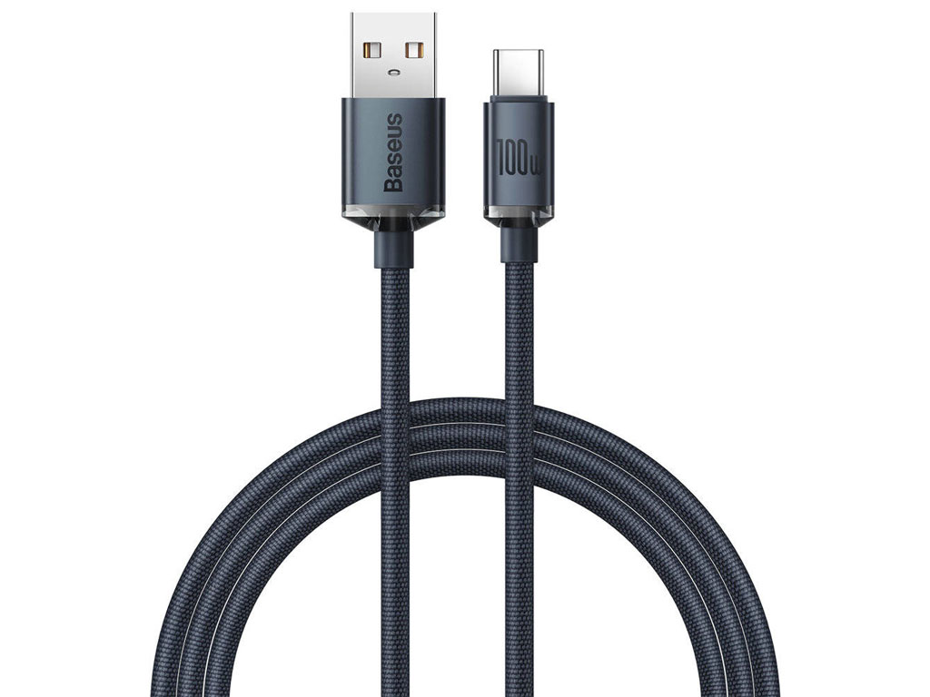 کابل سوپر فست شارژ یو اس بی به تایپ سی 100 وات 12 متری بیسوس Baseus Crystal Shine USB to USB-C Cable CAJY000401