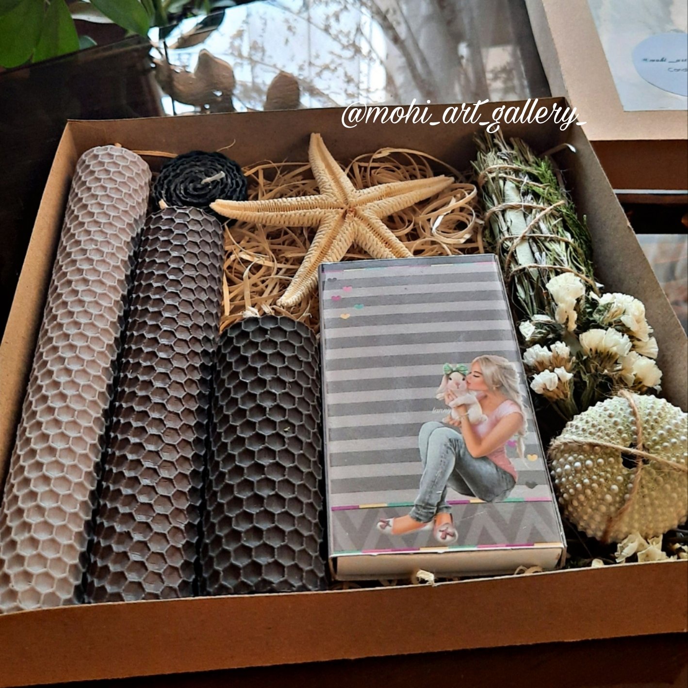 پک شمع موم عسلی خاص و لاکچری طوسی