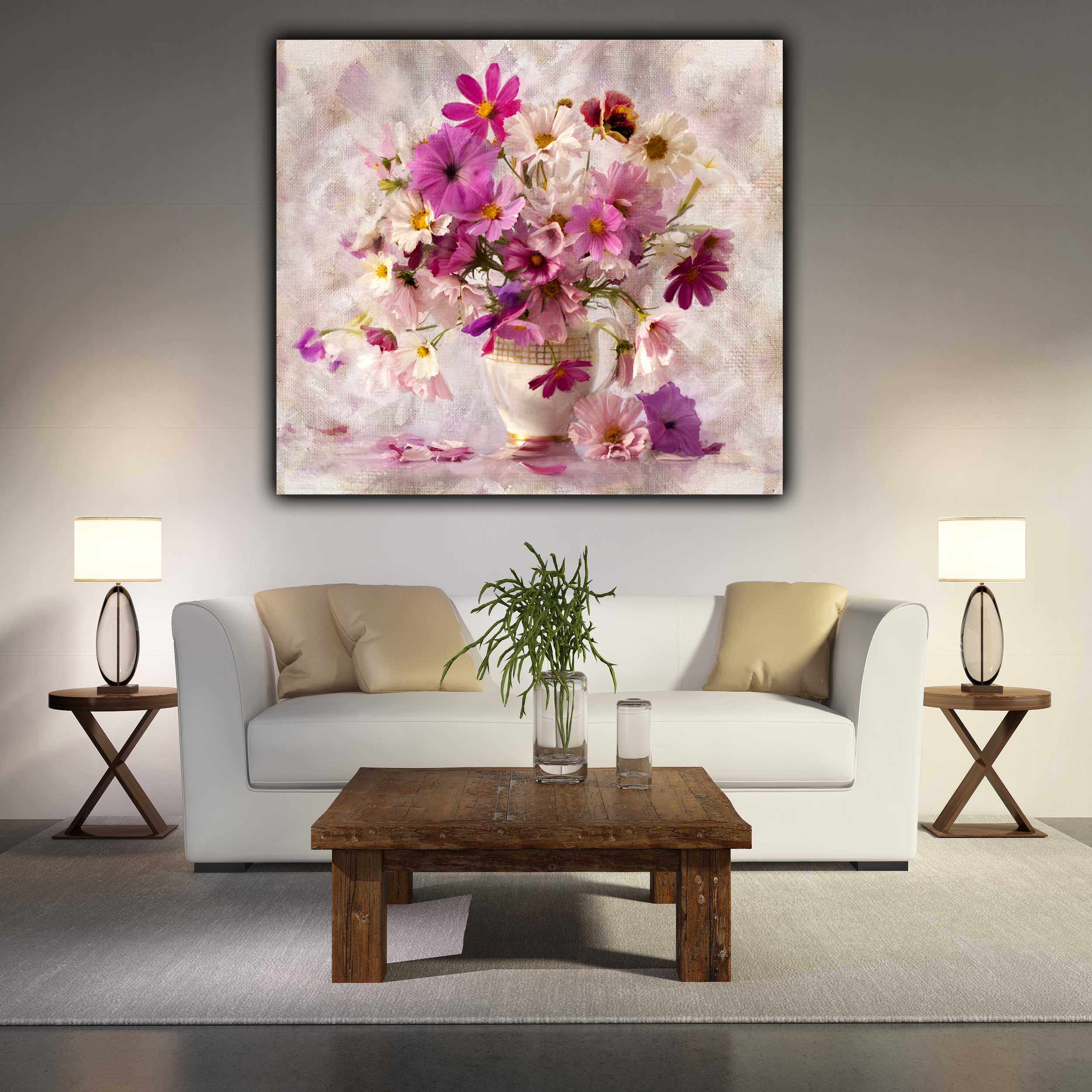 تابلو بوم طرح سبد گل کد ARTS372