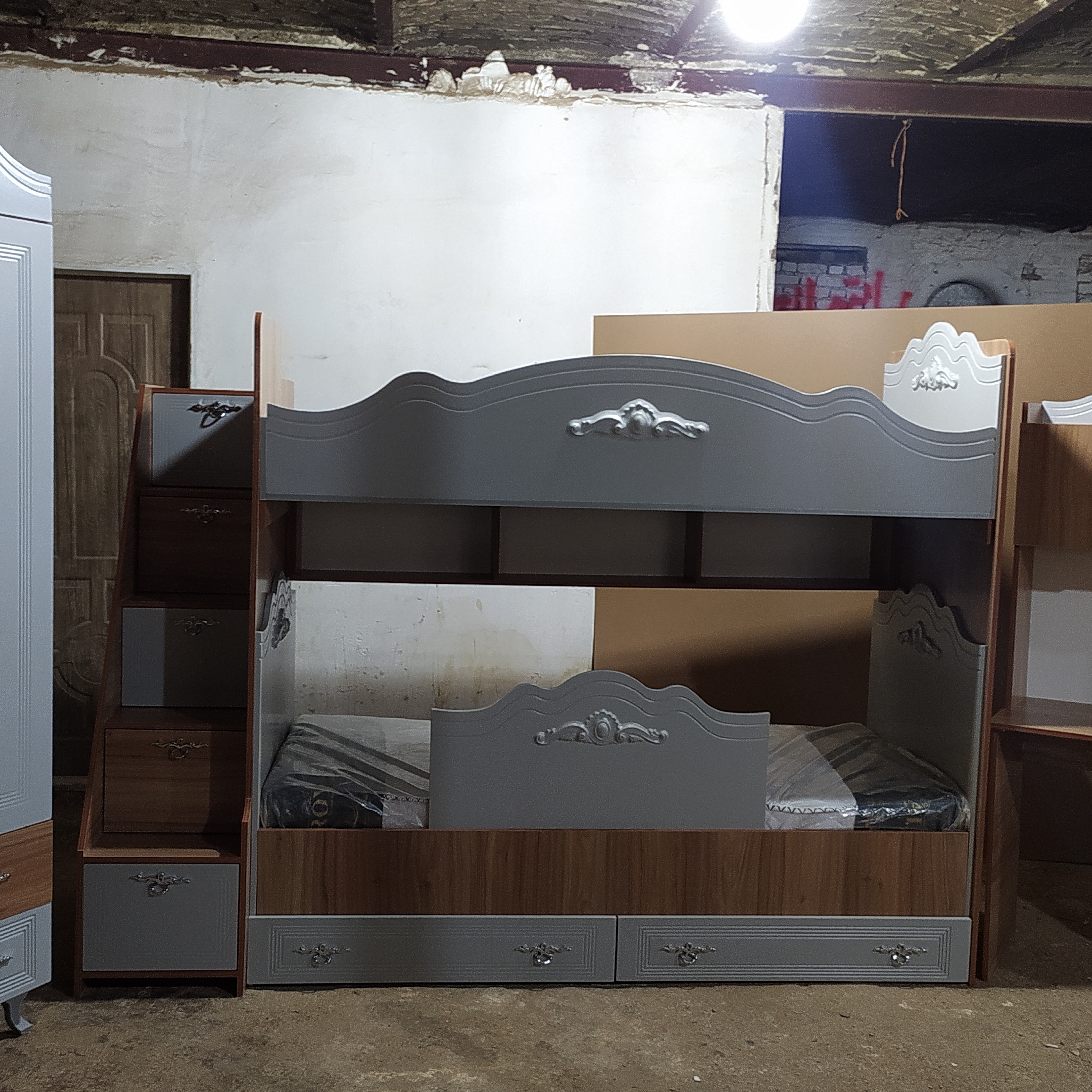 تخت دوطبقه کتابخانه دار پله منبری ایفل یکنفره 