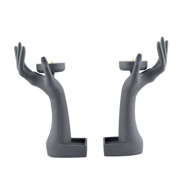 جا شمعی مدل PH-70014-GRAY-MELLISSA مجموعه 2 عددی