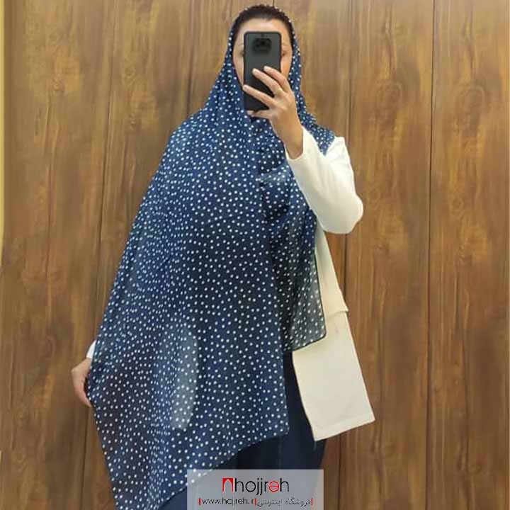 اطلاعات ، قیمت و خرید شال نخی توپ توپی سرمه ای دو متری کد RO198