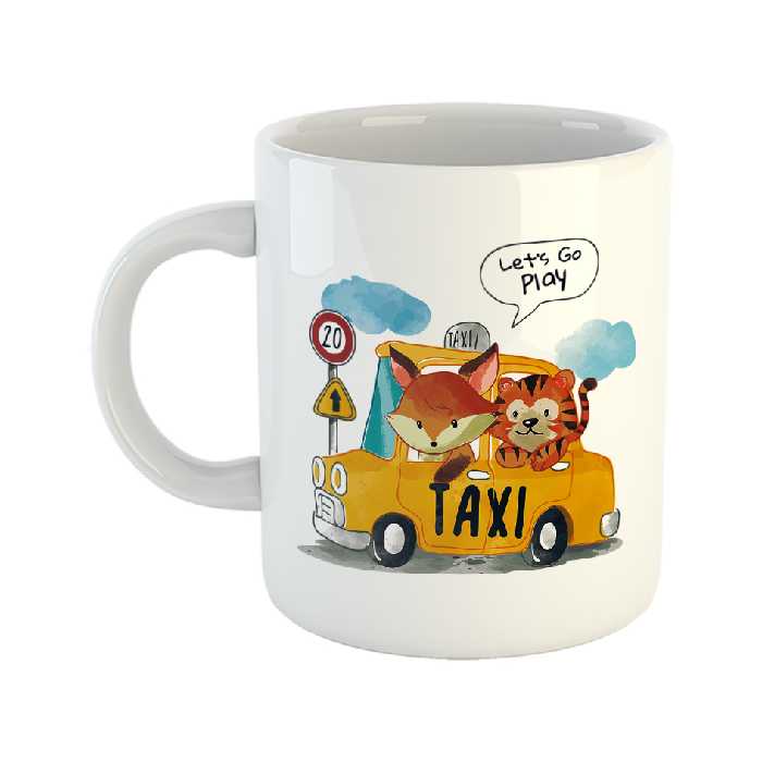 ماگ طرح تاکسی روباه و ببر مدل Lets go play