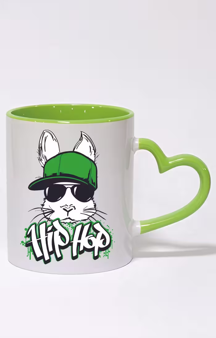 ماگ دسته قلبی رنگی طرح خرگوش hiphop کد 3360