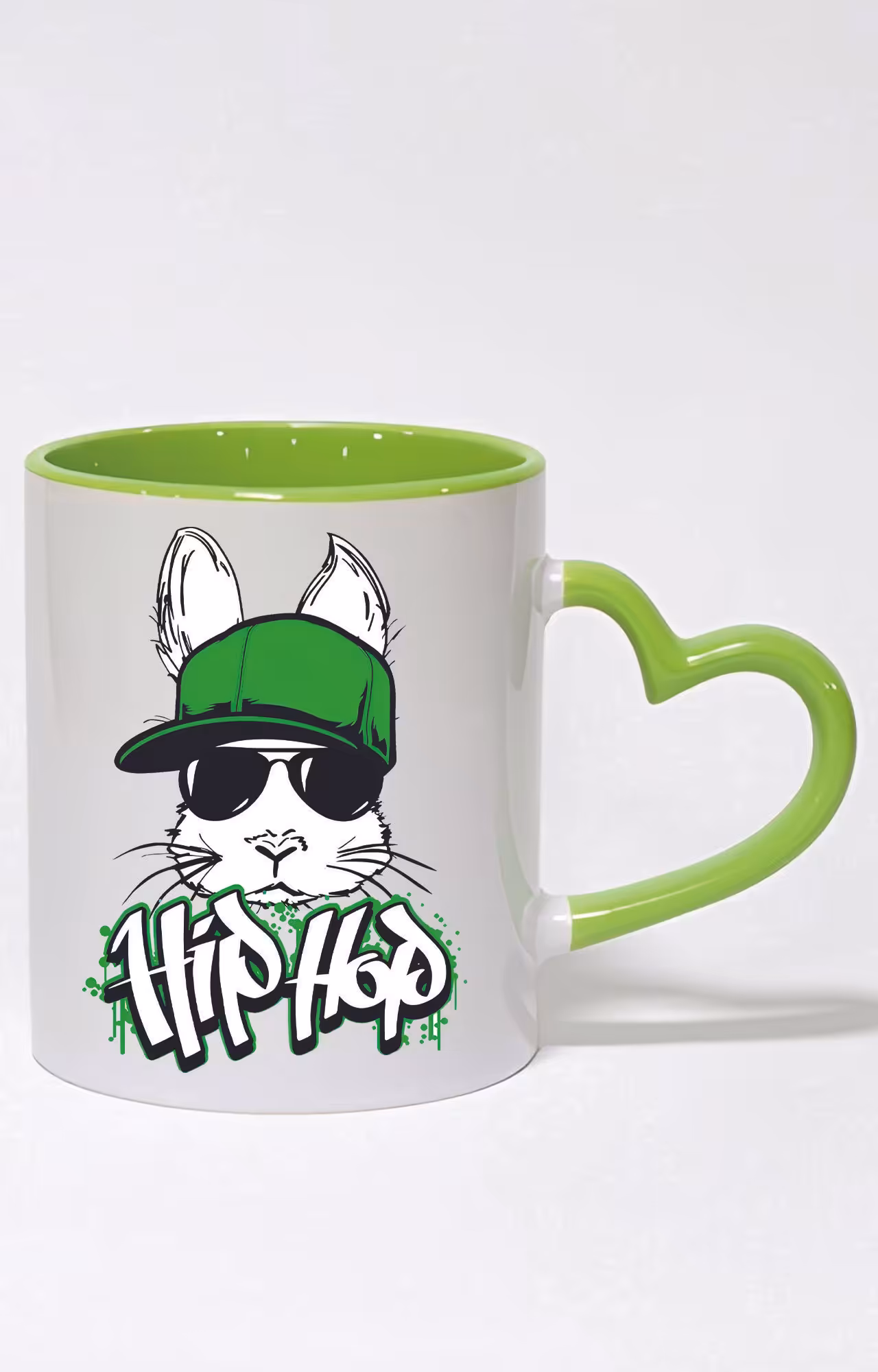ماگ دسته قلبی رنگی طرح خرگوش hiphop کد 3360