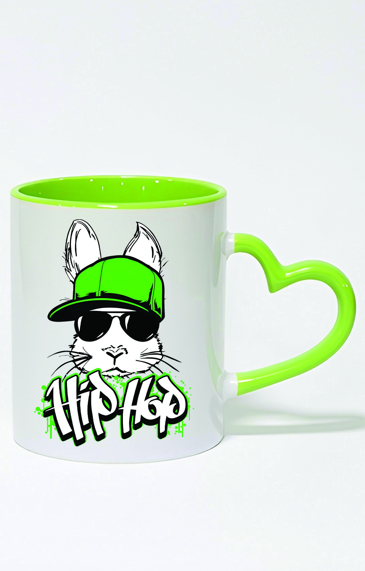 ماگ دسته قلبی رنگی طرح خرگوش hiphop کد 3360
