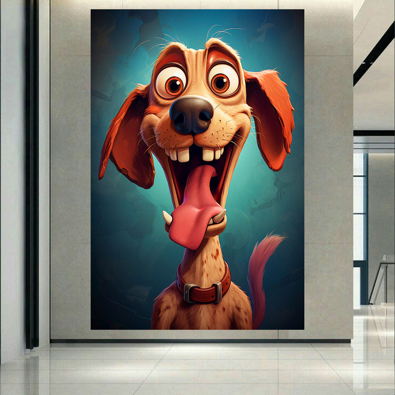 تابلو شاسی طرح مخمل مدل سگ بامزه کد AR31776 | دنیای قاب