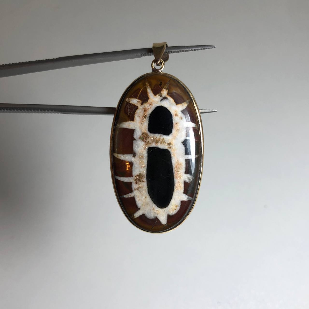 گردنبند طلا روسی با سنگ طبیعی سپتارین خوش نقش 240023