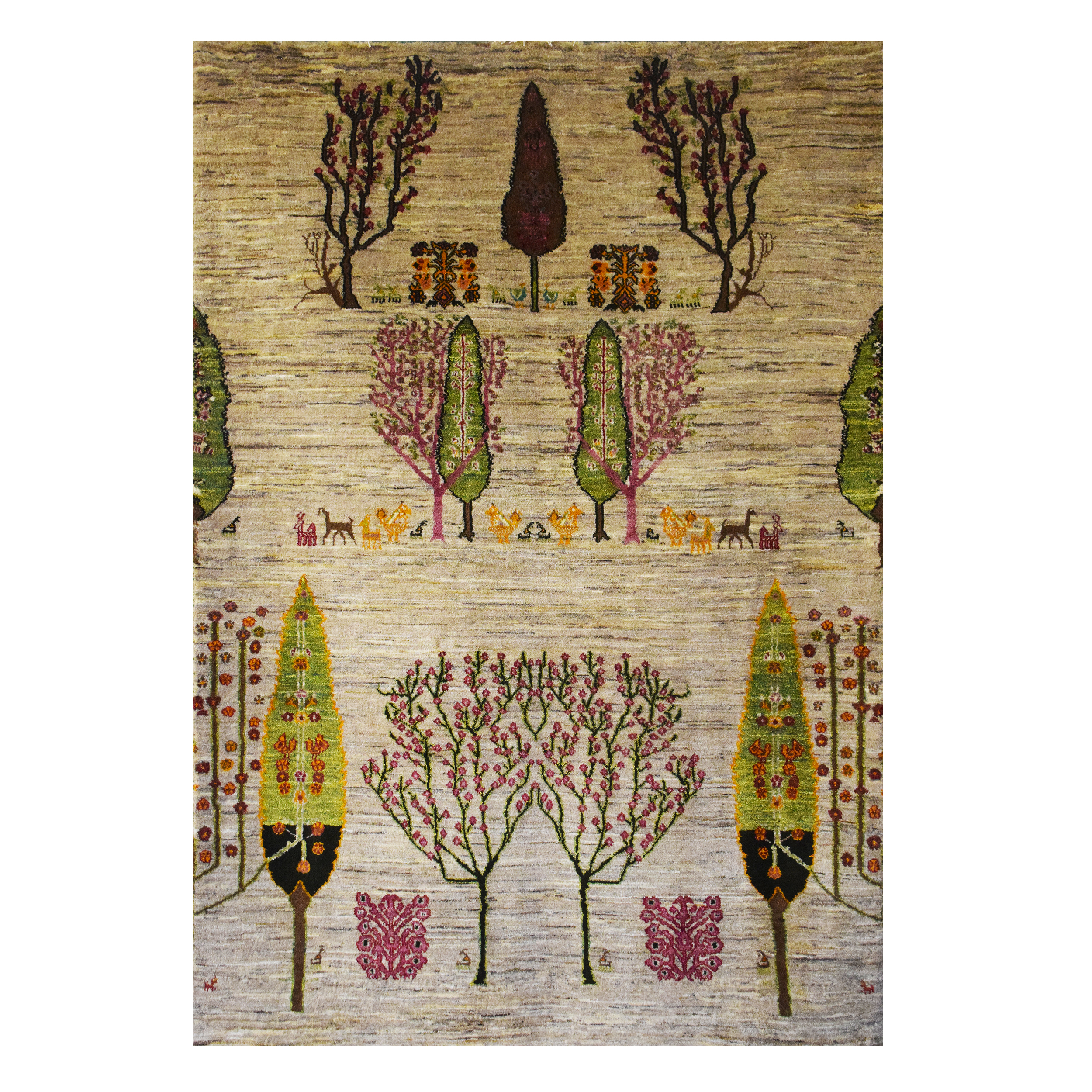 فرش دستباف دو و نیم متری طرح شکوفه کد 008