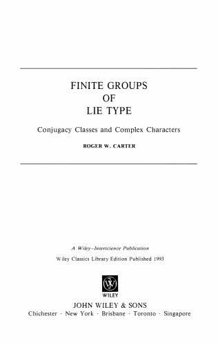 خرید و دانلود نسخه کامل کتاب Finite groups of Lie type: conjugacy classes and complex characters