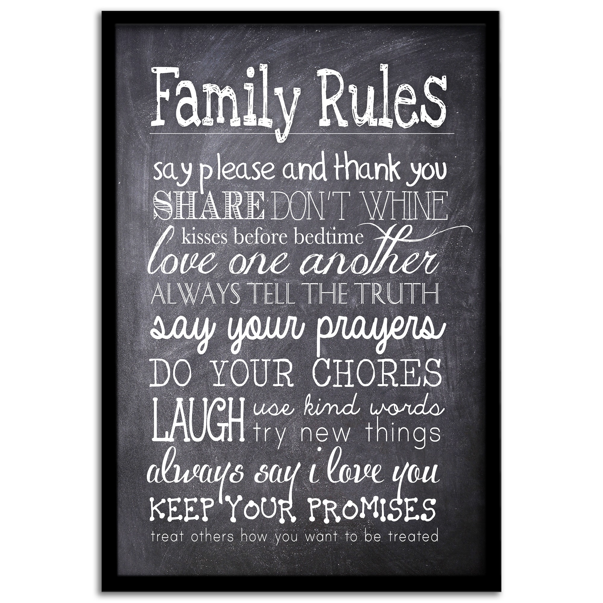 تابلو نوری بکلیت طرح FAMILY RULES مدل لایت باکس B119