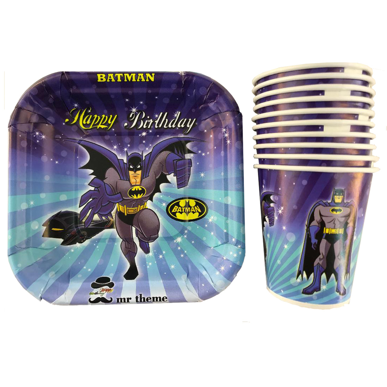 پیش دستی و لیوان یکبارمصرف مسترتم طرح بت من پلاس بسته 20عددی