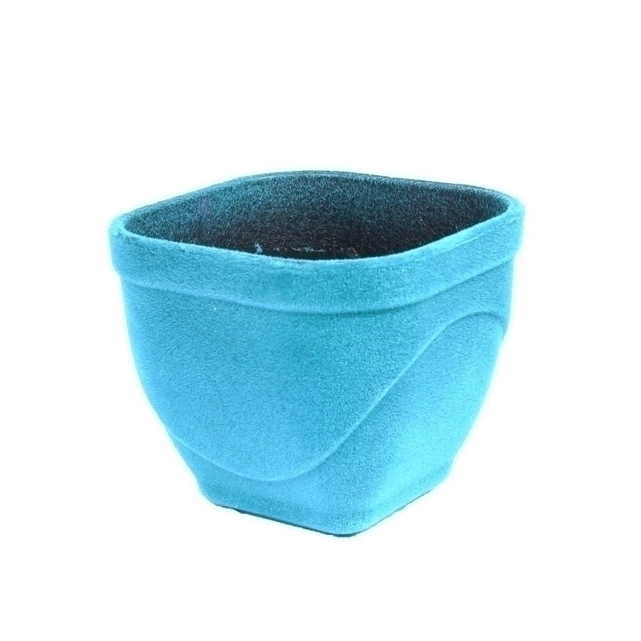 گلدان مربعی مخملی بزرگ-سبزآبی