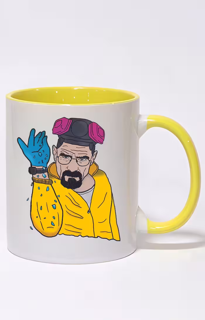 ماگ دسته و داخل رنگی طرح breaking bad کد 3196