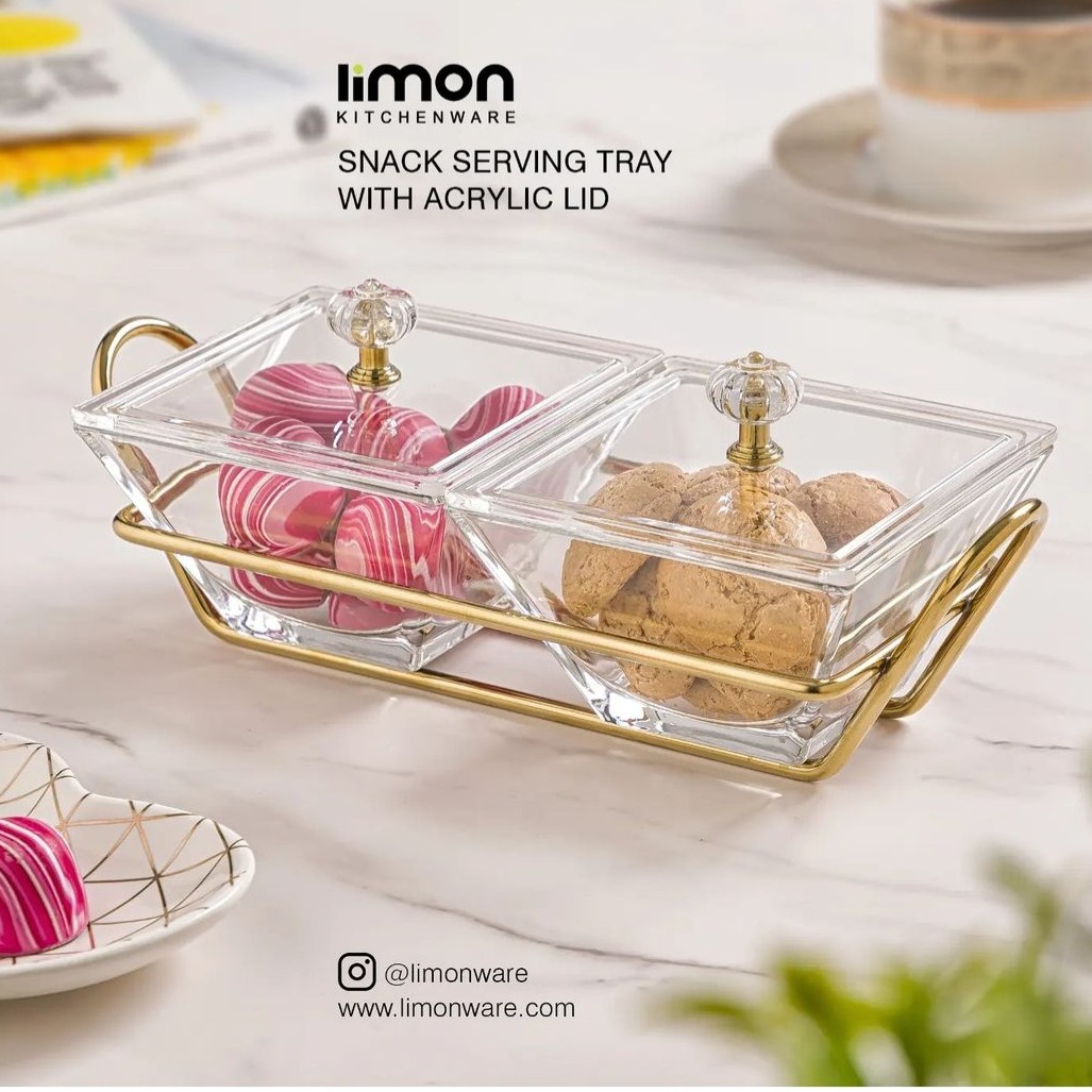 اردو خوری شیشه ای مربع 2 خانه با درب اکرولیک ( لیمون)