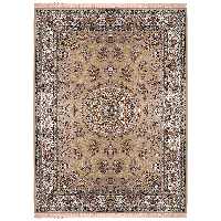 فرش ماشینی زمرد مشهد مدل 45002 زمینه نسکافه ای