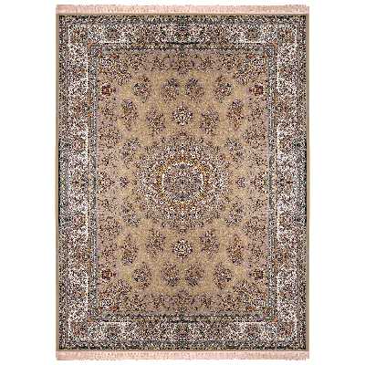 فرش ماشینی زمرد مشهد مدل 45002 زمینه نسکافه ای