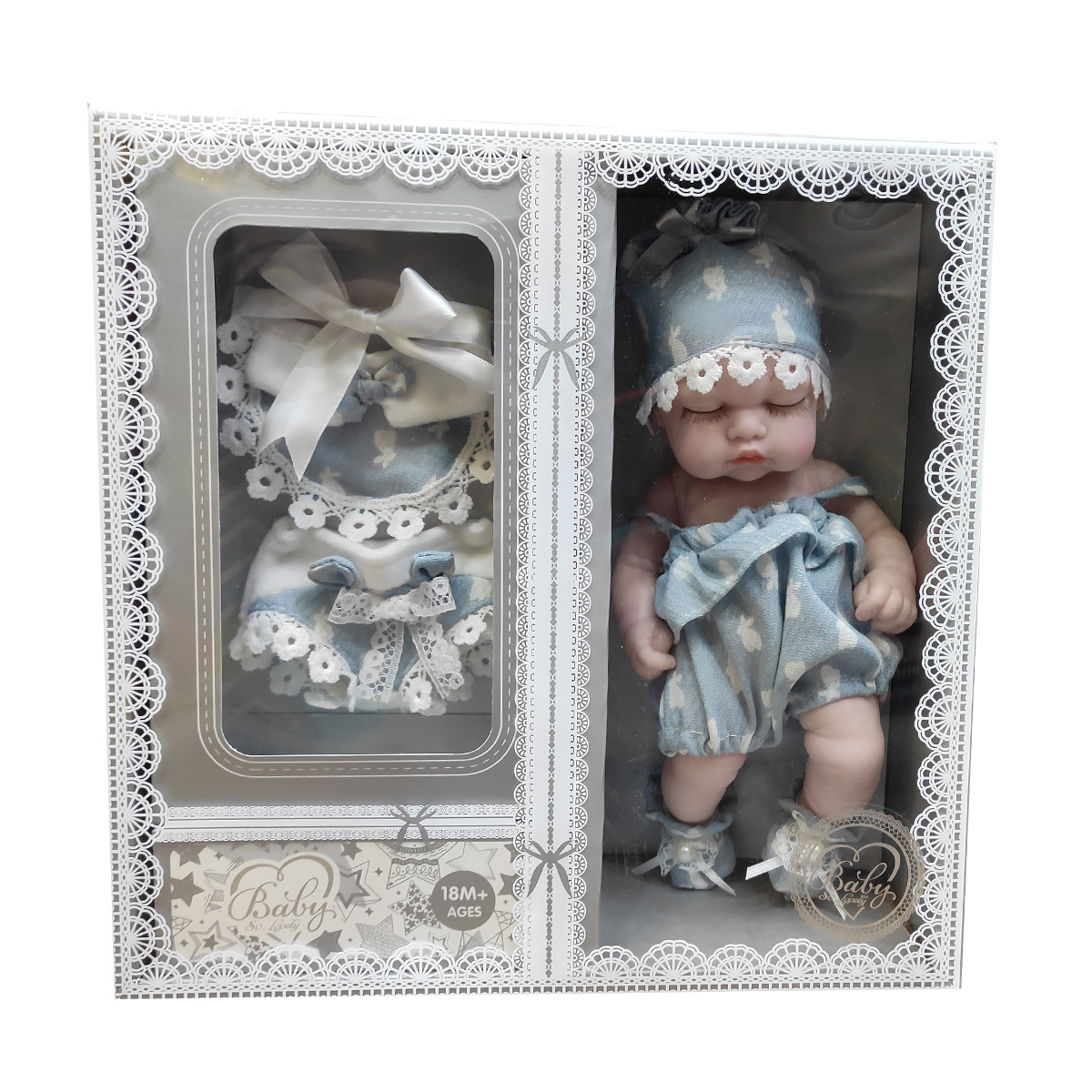 عروسک طرح نوزاد مدل baby solovely ارتفاع 22 سانتی متر