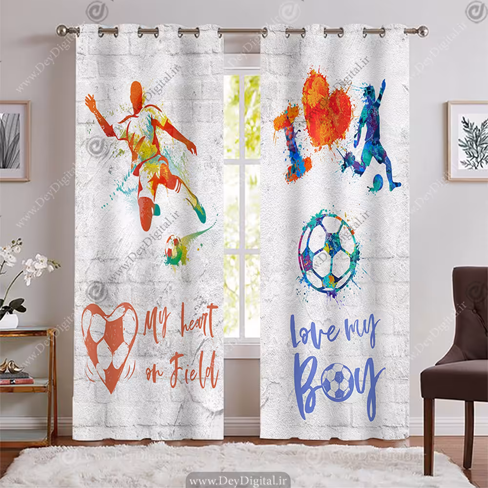 پرده تصویری طرح فوتبالی برای اتاق پسر BA-7203-s