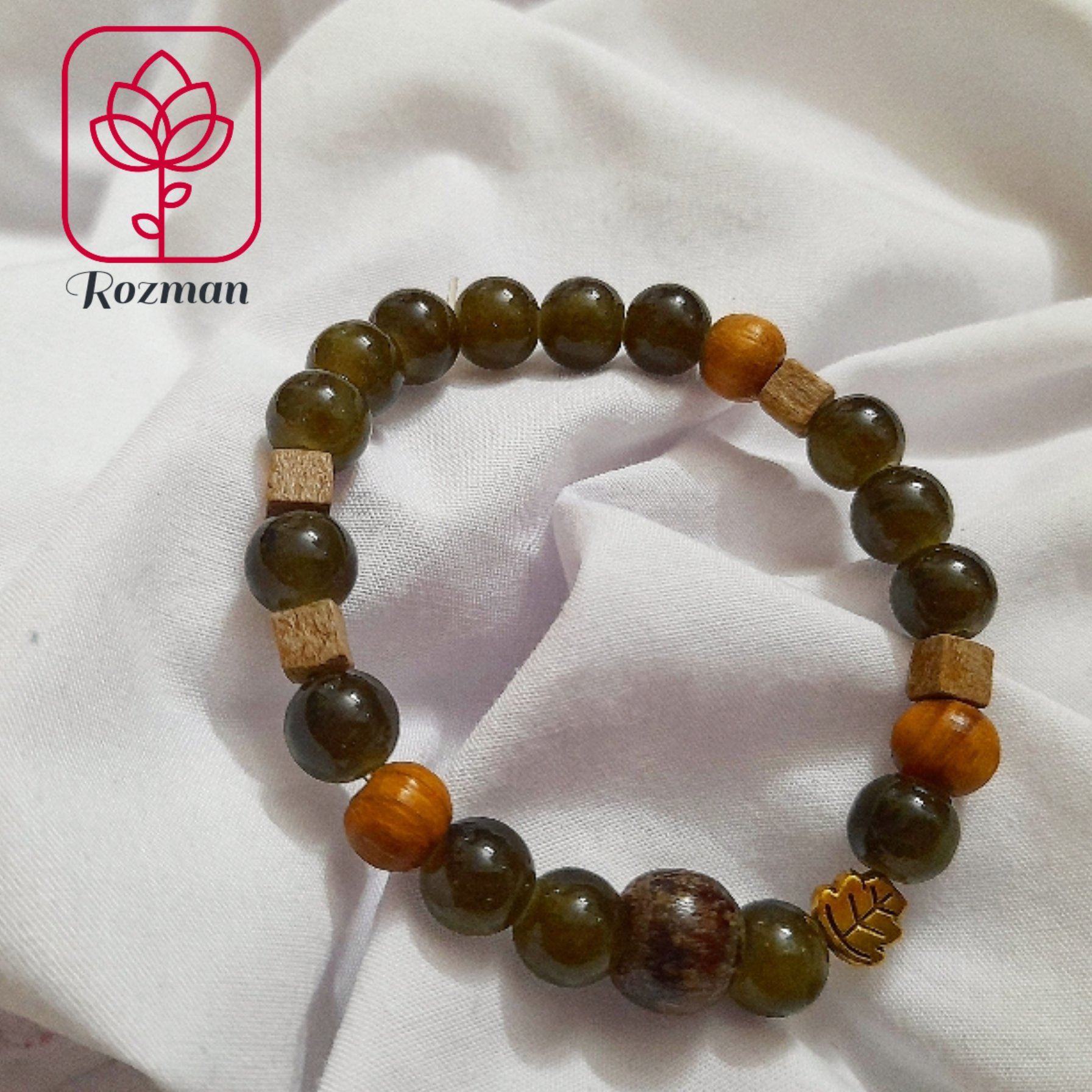 دستبند مهره دست ساز  مدل برگ