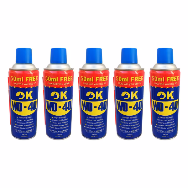 اسپری روان کننده اوکی مدل زنگ بر کد WD-40 حجم 450 میلی لیتر بسته 5 عددی