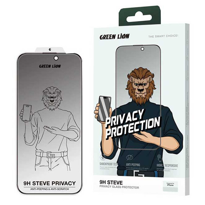 محافظ صفحه نمایش حریم خصوصی گرین لاین مدل 9H Steve privacy مناسب برای گوشی موبایل اپل iphone 16 pro | کالا برتری