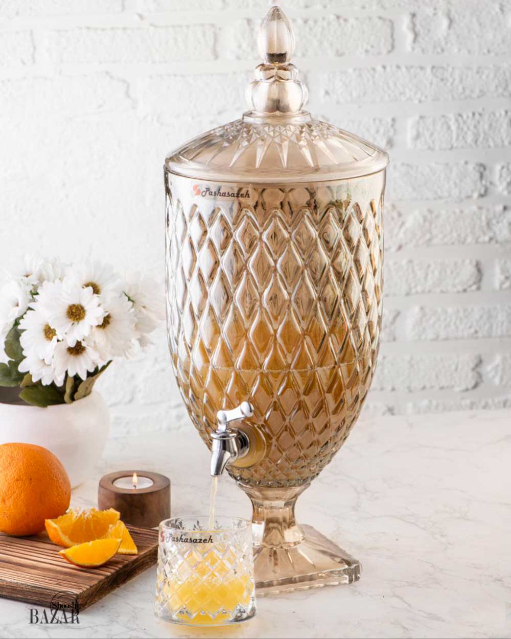 کلمن شیشه ای شامپاینی 5.5 لیتر پاشاسازه مدل رین کد 43081