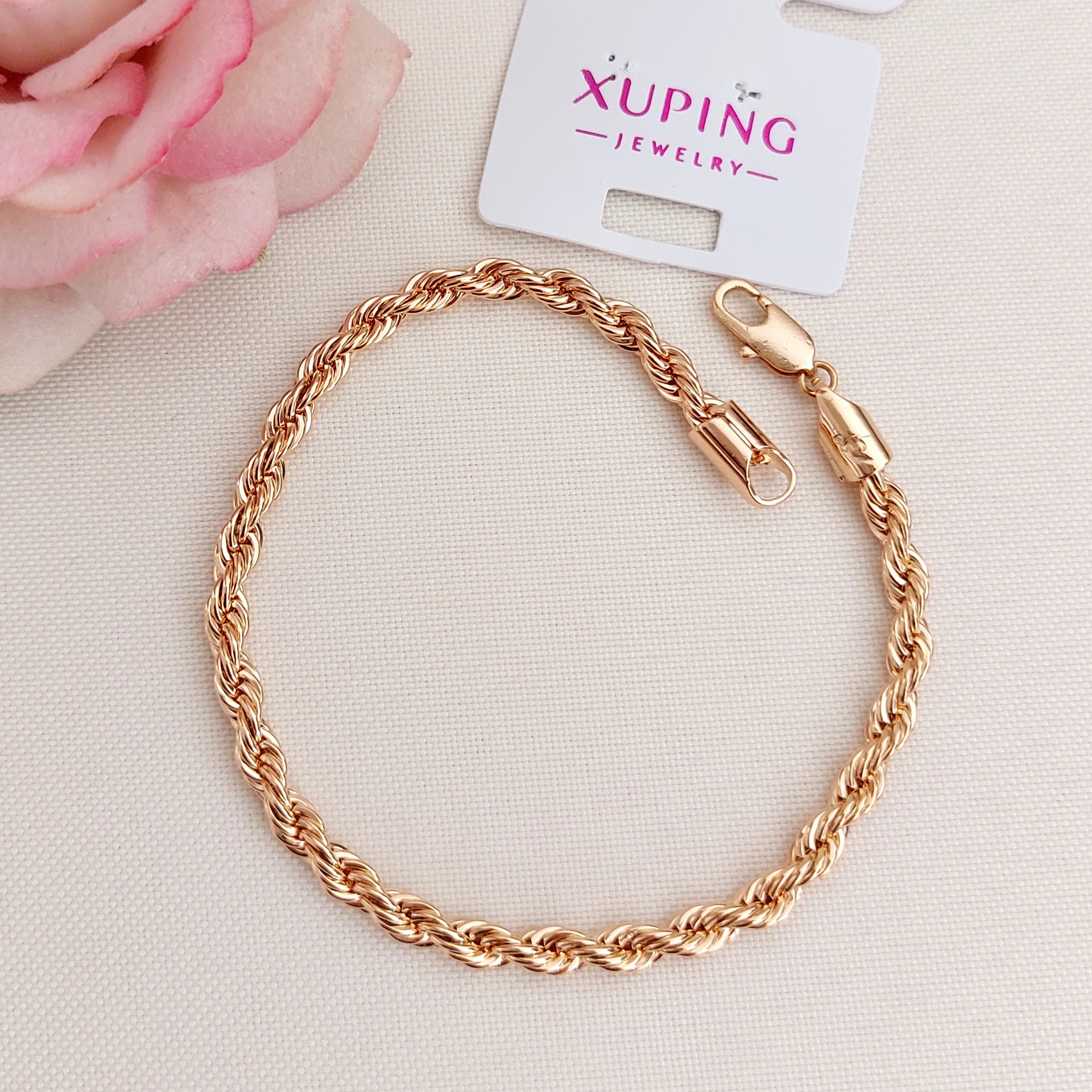 دستبند ژوپینگ طنابی با آبکاری طلا ، رنگ ثابت و ضد حساسیت 