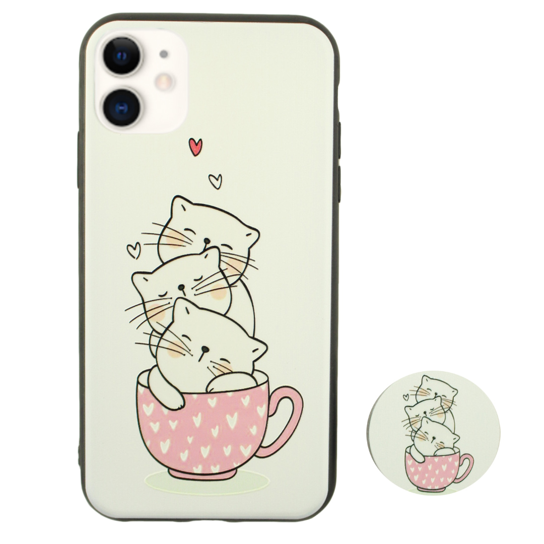 کاور مدل Pishi مناسب برای گوشی موبایل اپل iPhone 11 به همراه پاپ سوکت 