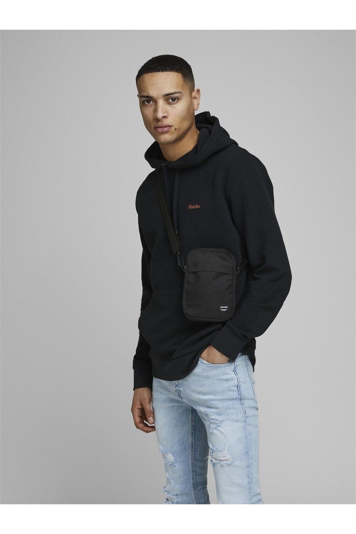 کیف شانه ای مشکی مردانه سیاه Jack Jones Jacashford Cross Waist and Jack & Jones